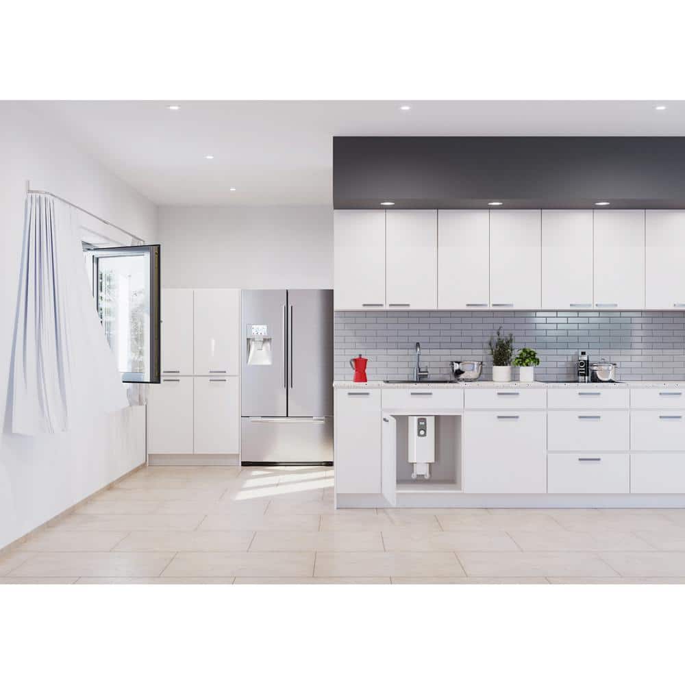 Compact White Electric Tankless Water Heater for Under Sink