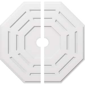 1 in. P X 14-1/4 in. C X 36 in. OD X 4 in. ID Westin Architectural Grade PVC Contemporary Ceiling Medallion, Two Piece