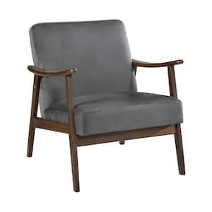Ollen Dark Gray Velvet Arm Chair
