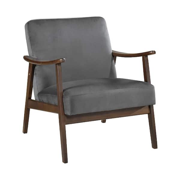 Lazzara Ollen Dark Gray Velvet Arm Chair