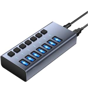 Powered USB 3.1 Hub 7 Ports USB 3.1 Hub with 10Gbps Data Speed，Aluminum Housing, USB Hub Powered