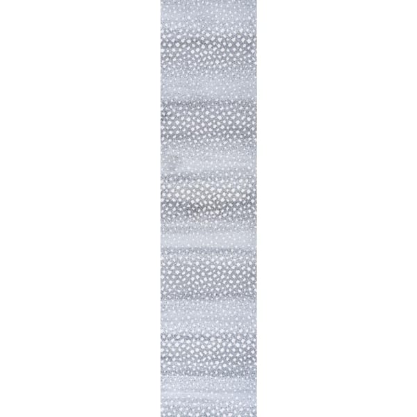 Antelope Light Gray/Cream 2 ft. x 8 ft. Modern Animal Runner Rug