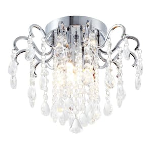 12 in. 3-Light Modern Chrome Crystal Flush Mount Lighting Creative Design Ceiling Light
