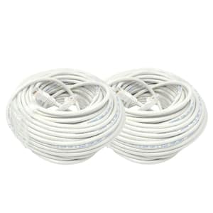 100 ft. Cat 6 (24-AWG) Molded Snaggles RJ45 UTP Networking Patch Cable, White 2-Pack