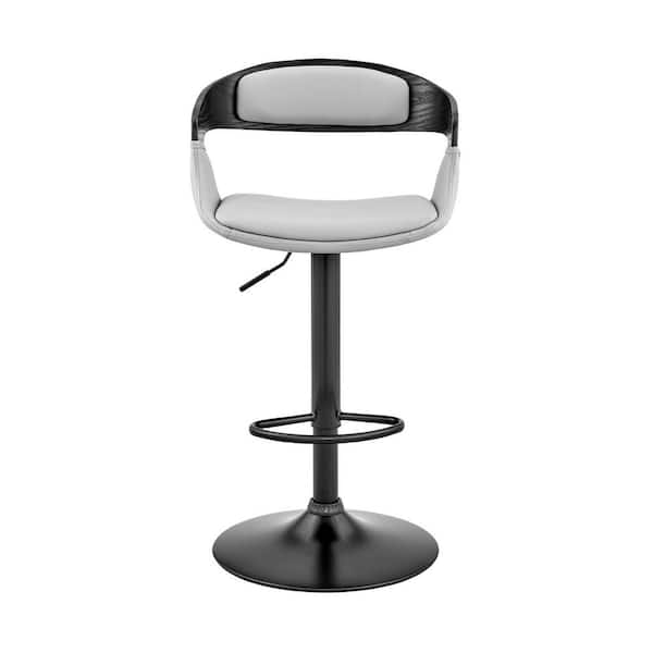 HomeRoots Gray Modern Upholstered and Black Base Bar Stool