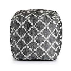  SIMPLIHOME Zelma 18 Inch Boho Square Woven Outdoor/ Indoor Pouf  in Cream and Natural Recycled PET Polyester, For the Living Room, Bedroom  and Kids Room : Home & Kitchen