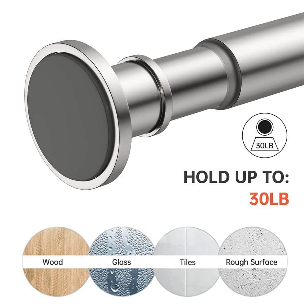 Adjustable Brushed Nickel Stainless Steel Shower Curtain Rod