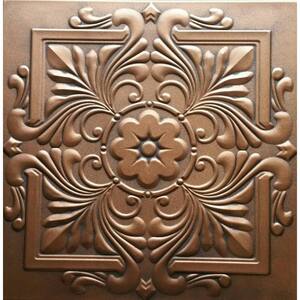 Victorian Antique Bronze 1.6 ft. x 1.6 ft. Decorative Foam Glue Up Ceiling Tile (21.6 sq. ft./case)
