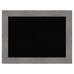 Pinstripe Plank Grey Framed Black Corkboard 33 in. x 25 in. Bulletine Board Memo Board