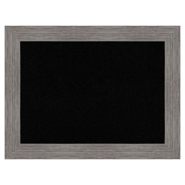 Amanti Art Pinstripe Plank Grey Framed Black Corkboard 33 in. x 25 in. Bulletine Board Memo Board