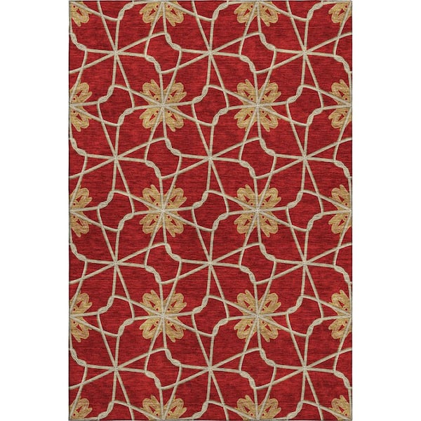Mayfield Premium Machine Washable Abstract AMF958 Paprika 2 ft. 6 in. x 3 ft. 10 in. Area Rug