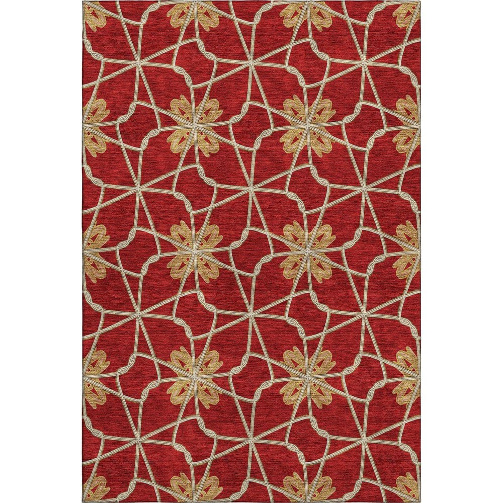 Mayfield Premium Machine Washable Abstract AMF958 Paprika 5 ft. x 7 ft. 6 in. Area Rug price history on PriceWatchPro