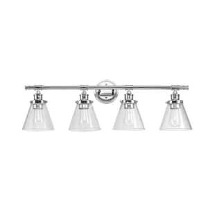 Parker 4-Light Chrome Vanity Light with Clear Glass Shades