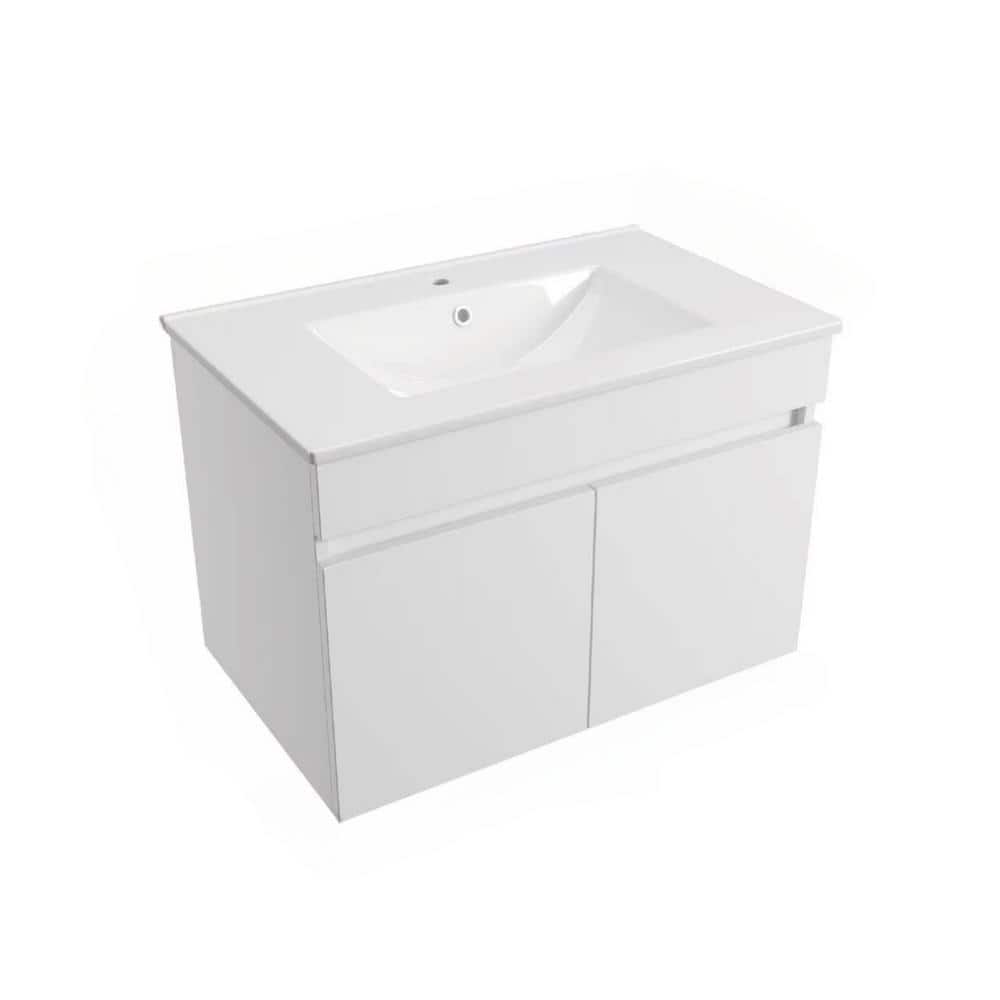 24 in. W x 18 in. D x 20 in. H Wall Mounted Bathroom Vanity in White with W