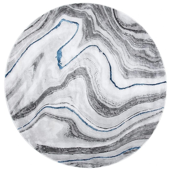 Unbranded Multi-Colored Polypropylene 5 ft. 3 in. x 5 ft. 3 in. Abstract Indoor Round Area Rug