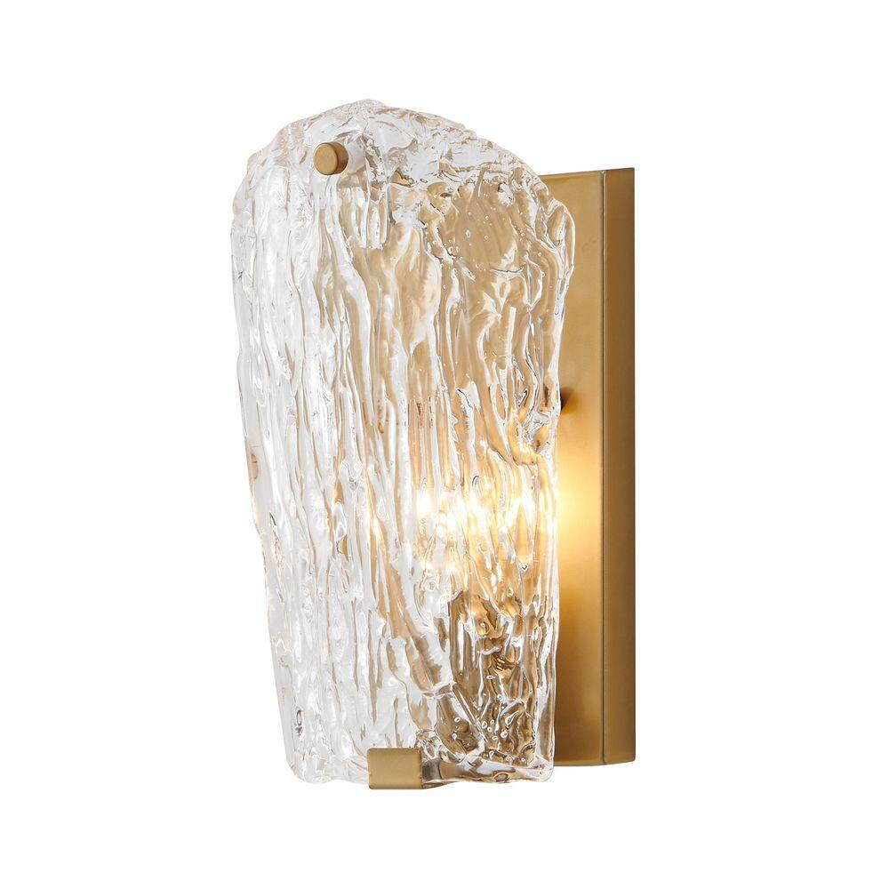 9.75 in. 1-Light Gold Wall Sconces with Clear Textured Glass Shade, Modern Wall Light for Bathroom, Living Room price history on PriceWatchPro