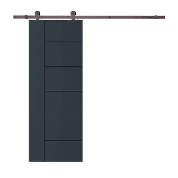 CALHOME Metropolitan 30 in. x 80 in. Charcoal Gray Stained Composite MDF Paneled Sliding Barn Door with Hardware Kit