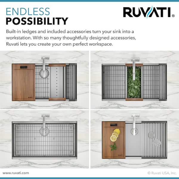 Ruvati Roma 36 in. Undermount 60/40 Double Bowl 16-Gauge Stainless