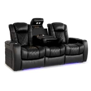 76.97 in. Flared Arm Fabric Rectangle Power Loveseat Recliner Sofa in. Black