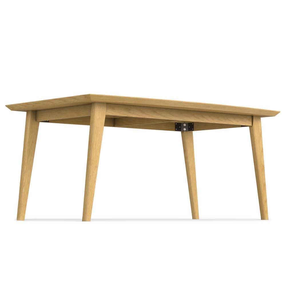 Mid-Century Modern Oak Wood Rectangular Dining Table for Six