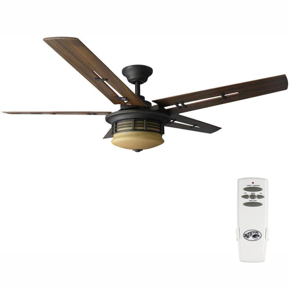 Hampton Bay Pendleton 52 in LED Indoor Oil Rubbed Bronze Ceiling Fan with Light 