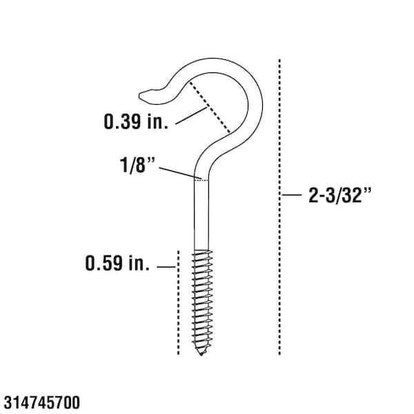 Everbilt 1/8 in. x 2-1/16 in. Stainless Steel Screw Hook (2-Piece