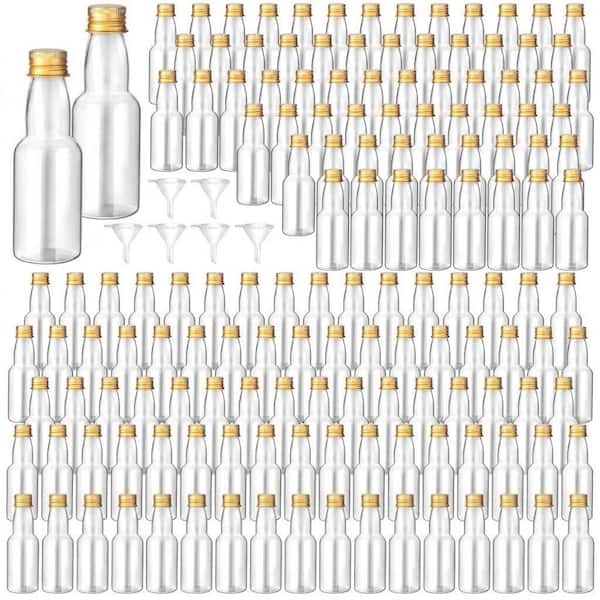 120-Pack 2 oz. Mini Plastic Liquor Bottles with Caps and 6 Funnels, Small Empty Shot Bottles for Party