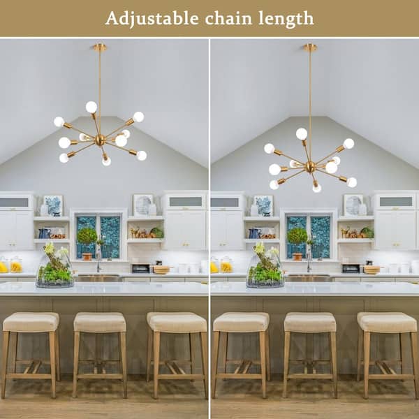 LWYTJO Jamee 10-Light Gold Dimmable Sputnik Sphere Chandelier