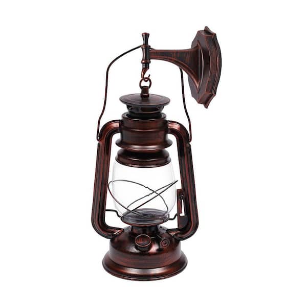 7.08 in. 1 Light Red Bronze Retro Rustic Outdoor/Indoor Wall Sconce Wall Light with Clear Plastic Shade