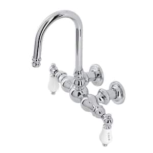 Vintage 2-Handle Wall-Mount Clawfoot Tub Faucets in Polished Chrome