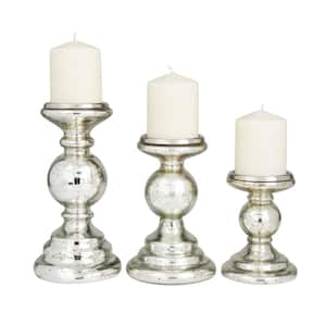 Silver Glass Glam Candle Holder (Set of 3)