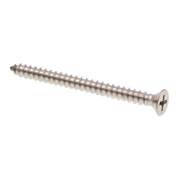 Prime-Line #8 X 2 in. Grade 18-8 Stainless Steel Phillips Drive Flat Head Self-Tapping Sheet Metal Screws (100-Pack)