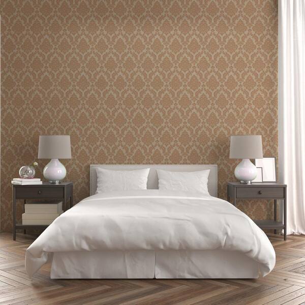 Sk Filson Copper Sahara Damask Wallpaper Sk10016 The Home Depot