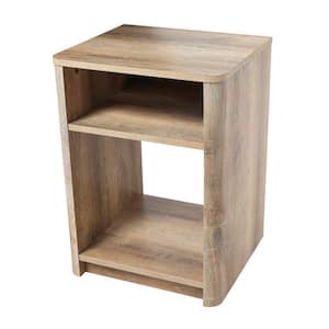 Radius Wood Bedside End Table Nightstand with Storage in Coastal Oak