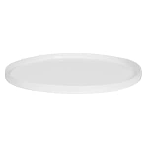 Large 21.7 in. Dia Glossy White Fiberstone Indoor Outdoor Round Saucer for Planter