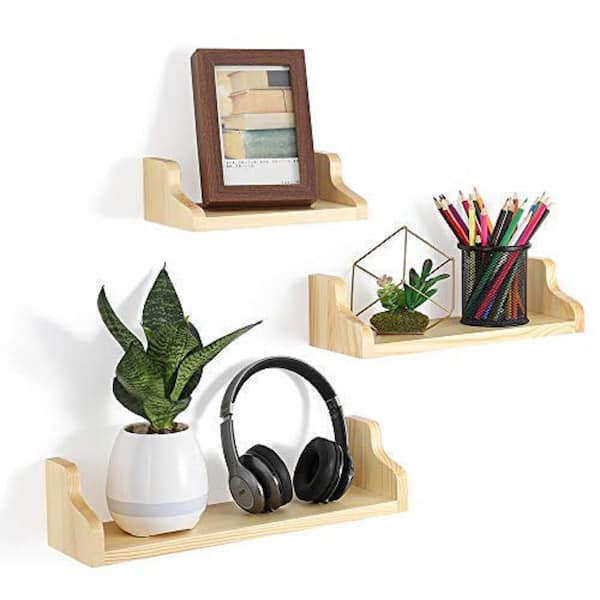 NOKAMW Set of 3 Floating Shelves Wall Mounted,Wood Wall Floating Storage  Shelves,White Wall Shelf Sets,Wall Shelves for Decor and Display,Be Used  for