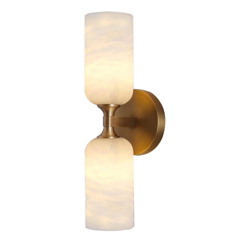 Modern 2-Light Brass Marble Wall Sconce for Bedroom and Living Room,Bathroom,Wall Light With G9 Bulbs(Set of 1) price history on PriceWatchPro