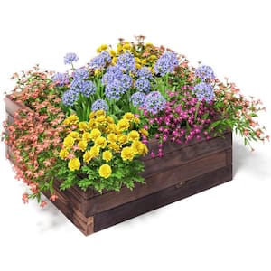 Raised Garden Bed, Wood Planter Box, Outdoor Planting Bed for Vegetable Flower, Square Planter for Patio and Lawn