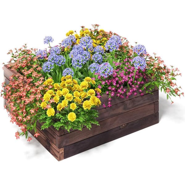 Cubilan Raised Garden Bed, Wood Planter Box, Outdoor Planting Bed for Vegetable Flower, Square Planter for Patio and Lawn