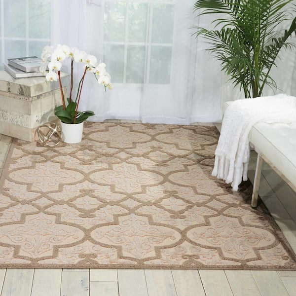 Aloha Cream 5 ft. x 7 ft. Moroccan Bohemian Indoor/Outdoor Patio Area Rug