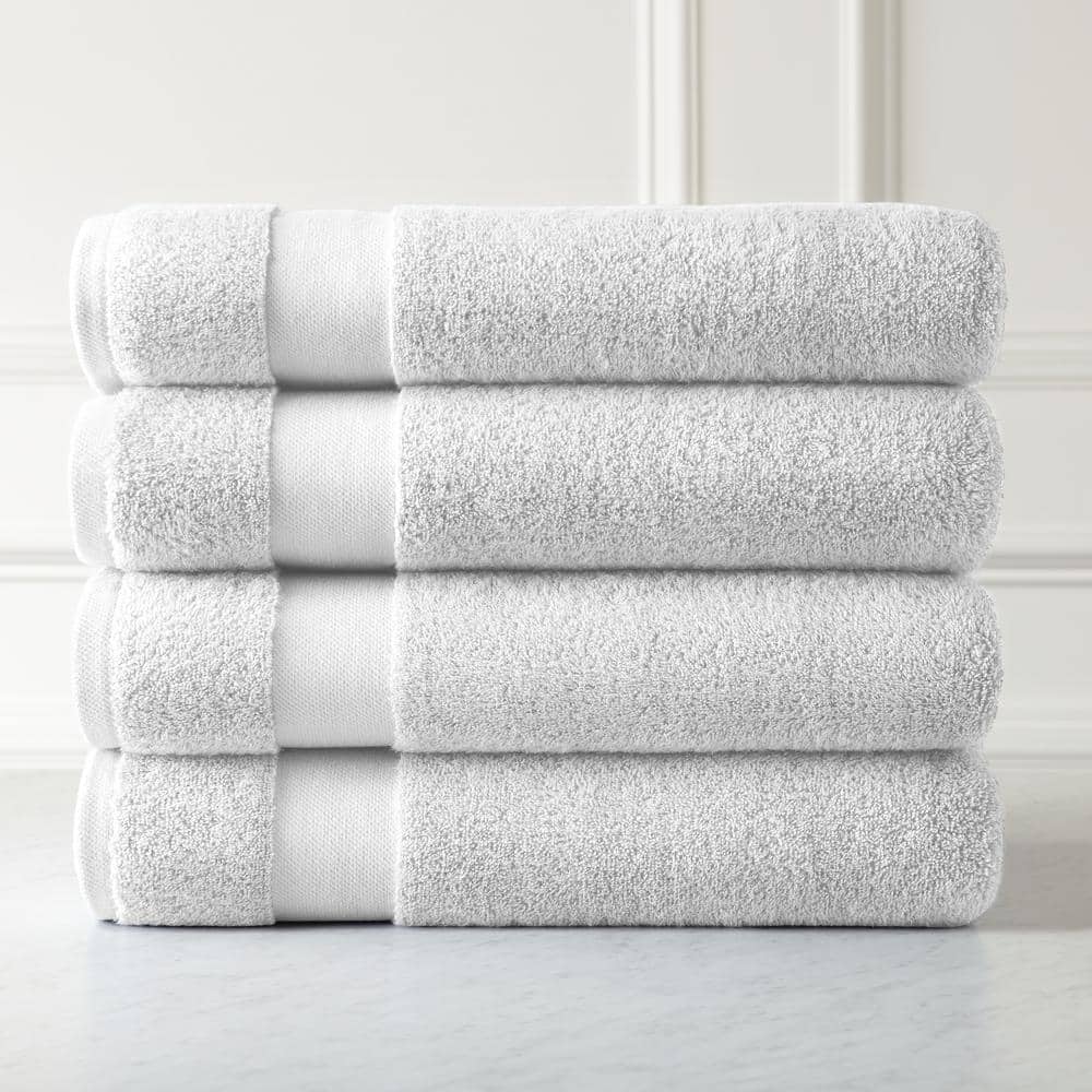 Southshore Fine Linens Ultra-Plush 4-Piece White Cotton Bath Towels TW ...