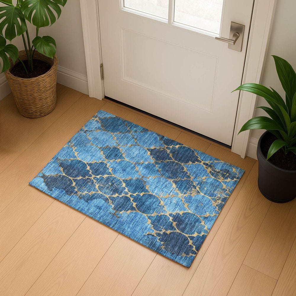 Mayfield Premium Machine Washable Abstract AMF1784 Blue 2 ft. x 3 ft. Area Rug price history on PriceWatchPro