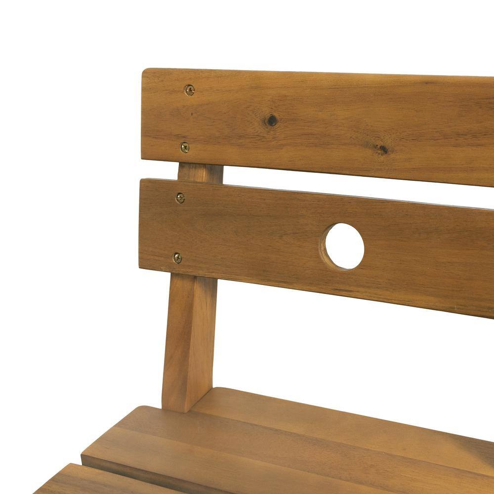 Rustic Teak Finish Outdoor Bar Stool with Splayed H-Frame Legs