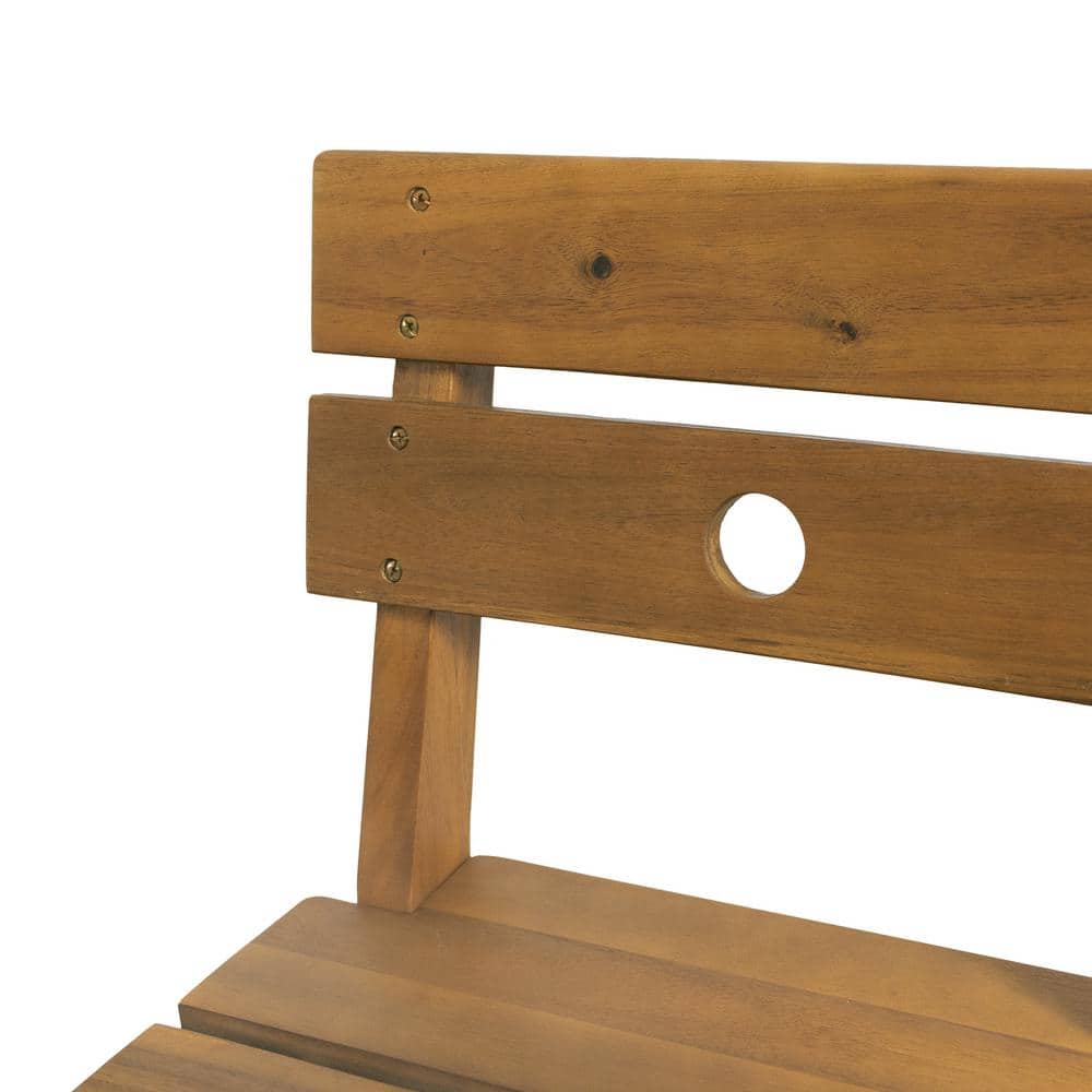 Rustic Teak Finish Outdoor Bar Stool with Splayed H-Frame Legs