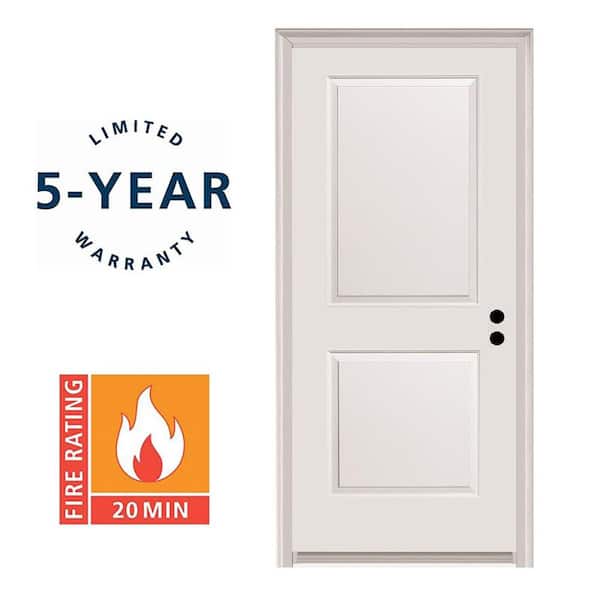 32 in. x 80 in. Carrara Left-Hand Primed Composite 20 Min. Fire-Rated House-to-Garage Single Prehung Interior Door