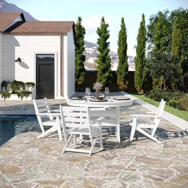Carnegy Avenue White 5-Piece Plastic Patio Conversation Set