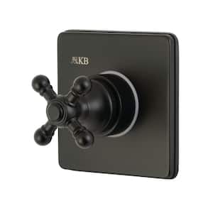 Single-Handle 1-Hole Wall Mount Three-Way Diverter Valve with Trim Kit in Matte Black