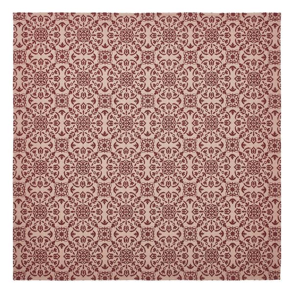 Custom House 42 in. W x 42 in. L Burgundy Jacquard Medallion Cotton Blend Tablecloth Topper