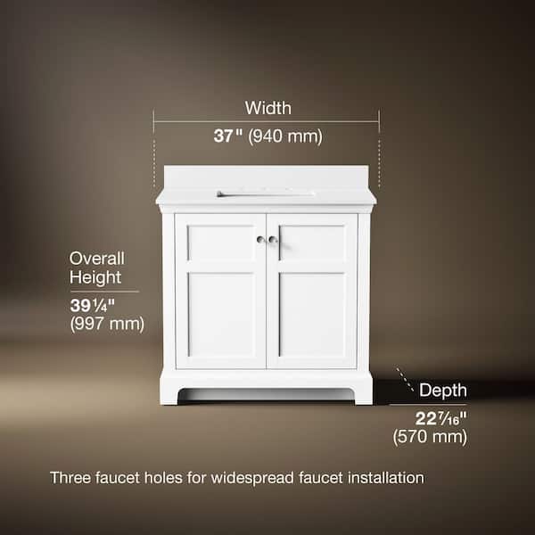 Baskin 36 in. Single Sink White Bath Vanity with Bianco Bella Quartz Top