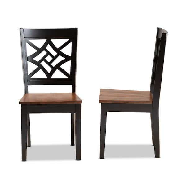 Baxton Studio Nicolette Dark Brown and Walnut Brown Dining Chair (Set of 2)